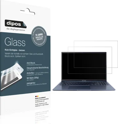 Produktbild von 2x Schutzfolie für Asus Vivobook 15 matt - Anti-Shock 9H Folie dipos Glass Kunststoffglas