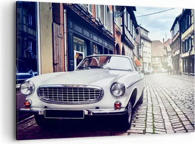 Produktbild von Bild auf Leinwand - Leinwandbild - Auto Straße Haus - 100x70cm - Wand Bild - Wanddeko - Wandbilder - Leinwanddruck - Bilder - Kunstdruck - Wanddekoration - Leinwand bilder - Wandkunst - AA100x70-3677