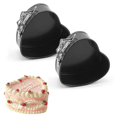 Produktbild von 2 Stück Mini Springform 11 cm Herzform Antihaftbeschichtet Schwarz