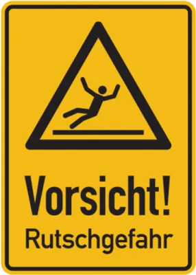 Produktbild von Dreifke® Hinweisschild, Vorsicht Rutschgefahr, 350x250mm, Alu geprägt, Alu ge...