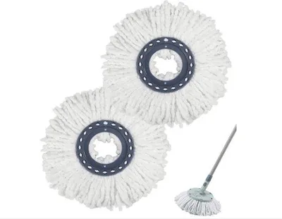 Produktbild von Zweiteiliger Austauschkopf für Dampfbürsten, Microfasertauschkopf, rotierender Tuch für Leifheit Clean Twist Disc Mop Systeme, universeller 360-Grad-Microfasertauschkopf für alle Bodentypen