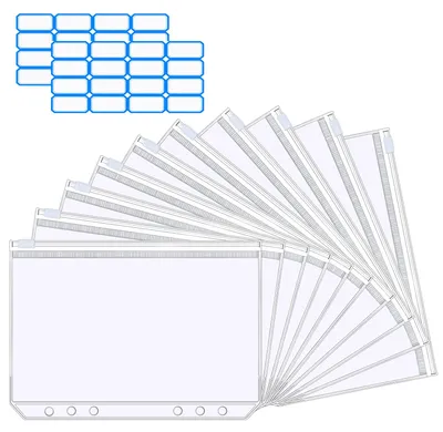 Produktbild von A5-Ordner mit Reißverschluss, 10 Stück. Transparente Ordner mit 6 Löchern