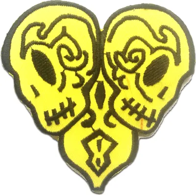 Produktbild von Totenkopf Skelett Herz - Aufnäher, Bügelbild, Aufbügler, Applikationen, Patches, Flicken, Zum Aufbügeln, Größe: 8.5 x 9 cm