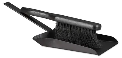 Image de Ensemble de balayage Relaxdays, 37 cm, acier, comprenant une balayette, une pelle perforée, pour l'extérieur et l'intérieur, noir