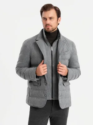 Produktbild von Ombre Steppjacke für Männer in Sakkoschnitt grau XL