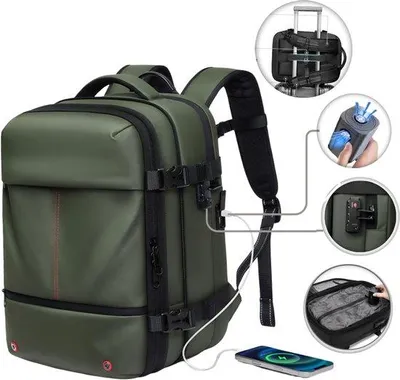Imagen del producto de CarryQuest® - Mochila de vacío Zen Pro Mini, 48 litros, compartimento para portátil, color verde