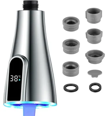 Produktbild von Wasserhahn Aufsatz LED mit Temperaturanzeige, 2 Farben, schwenkbar, M22/M24 Chrom