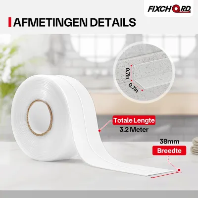 Imagen del producto de Cinta adhesiva de sellado, transparente, 3 rollos de 9,6 m x 38 mm, para baños