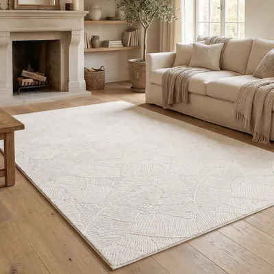 Imagen del producto de Alfombra de pelo alto, color beige, 160x230 cm, antideslizante, ideal para el salón