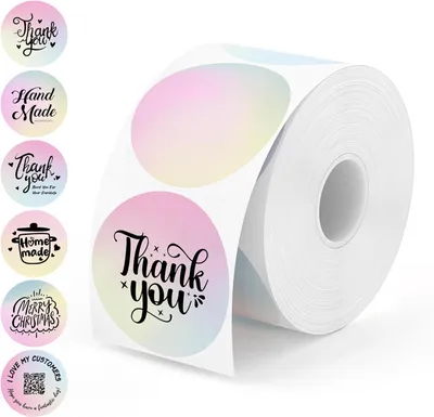 Imagen del producto de Etiquetas térmicas rosas degradadas de 5 cm (2 pulgadas), redondas e imprimibles, ideales para pequeñas empresas, etiquetas adhesivas personalizables e impermeables, 750 unidades por rollo
