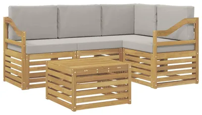 Immagine prodotto di Set divani da esterno vidaXL, 5 pezzi, bianco e grigio chiaro, 59 x 59 x 37 cm