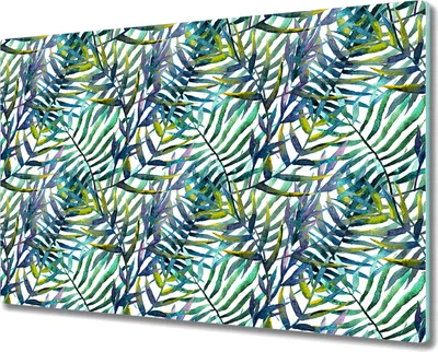Produktbild von Glas Schneidebrett Herdabdeckplatten Schneideplatten - 80x52 cm - Blätter Aquarell