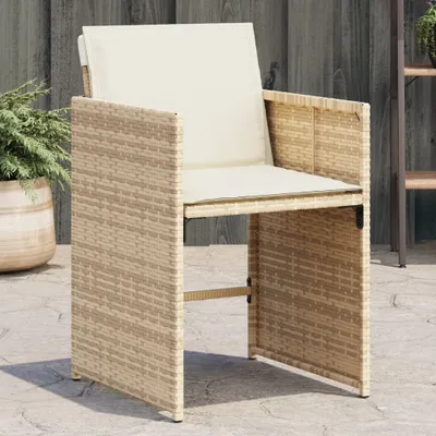 Immagine prodotto di vidaXL Sedie da giardino con cuscini 4 pz. Poli rattan beige