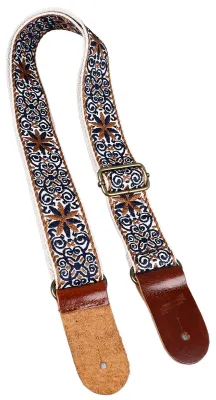 Zdjęcie produktu dla Pasek do ukulele – regulowany – nylonowy/skórzany – haftowany – pasujący do wszystkich rozmiarów – z zapięciem – pasek na ramię – pasek do ukulele