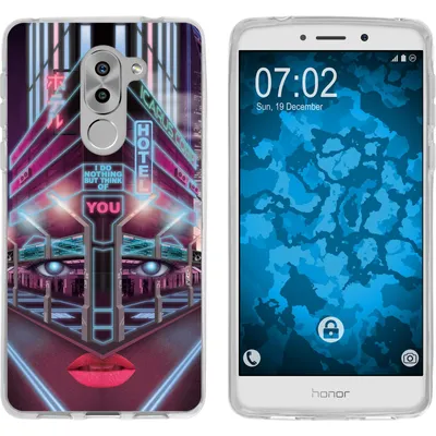 Produktbild von PhoneNatic Case kompatibel mit Huawei Honor 6x Silikon-Hülle Retro Wave Cyberpunk.02 M5
