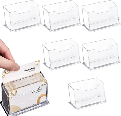 Imagen del producto de Soportes para tarjetas de visita de acrílico transparente, paquete de 6 unidades, para oficina