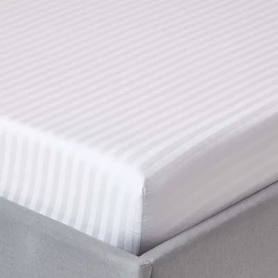Produktbild von HOMESCAPES Damast Spannbettlaken 180 x 200 cm – weiß, 100 % Ägyptische Baumwolle