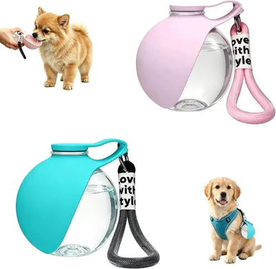 Imagen del producto de Botella para mascotas, 2 en 1, a prueba de fugas, de 500 ml, ideal para llevar de viaje
