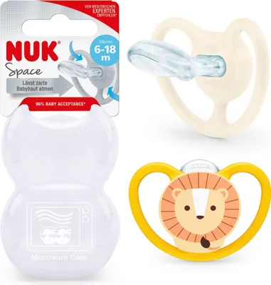 Produktbild von NUK Space Schnuller Set 6-18 Monate Löwe & Sonne BPA-frei