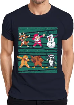 Produktbild von Dabbing Rentier Santa Schneemann - Weihnachten Weihnachtsgeschenk Christmas Herren T-Shirt, Navy, M