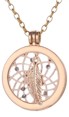 Produktbild von Morella Damen Halskette gold 70 cm Edelstahl mit Amulett und Coin 33 mm Traumfänger roségold in Schmuckbeutel