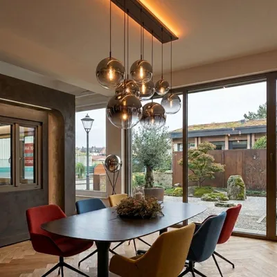 Produktbild von s.luce Orb Esstisch-Hängeleuchte 12-flammig 180cm Esstischlampe 2-reihig Rund