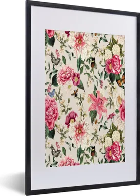 Produktbild von MuchoWow® MuchoWow® Gerahmtes Poster Blumen - Lilie - Insekten 40x60 cm - Poster mit zchwarzem Bilderrahmen - Poster in Rahmen