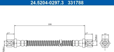 Produktbild von ATE 24.5204-0297.3 Bremsschlauch Vorne für PORSCHE 911 (993) 911 (964) 911 Cabriolet (993) 911 Cabriolet (964) 911 Targa (964)