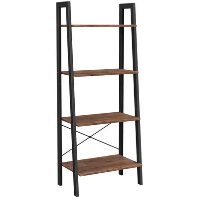 Immagine prodotto di Libreria VASAGLE, 56 x 34 x 137,5 cm, 4 livelli, struttura robusta in metallo, montaggio facile, marrone nocciola-nero LLS044B03