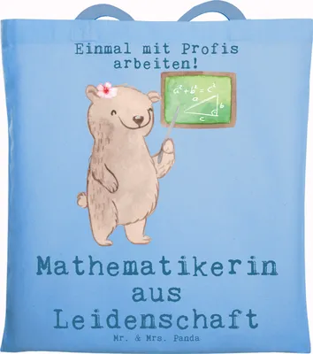 Produktbild von Mr. & Mrs. Panda Tote Bag Mathematikerin Leidenschaft - Sky Blue - Geschenk, Tasche, Bachelor, Master, Schultasche, Witzig, Jutebeutel, Lustig, Beutel, canvas, Spruch