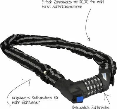 Productafbeelding van FISCHER 85865 FISCHER Kabelslot voor fiets, model Reflex, met cijferslot, lengte: 800 mm