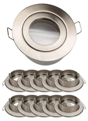 Produktbild von 10x Einbaurahmen GU10 SET Satin-Nickel 832-SN Ø60 mm IP44