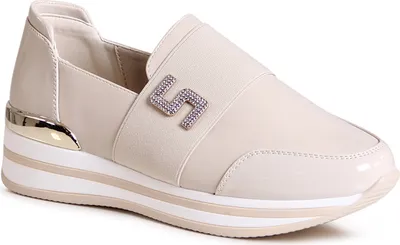 Produktbild von topschuhe24 2965 Damen Plateau Slipper Glitzer Keil Halbschuhe , Farbe:Beige, Größe:39 EU