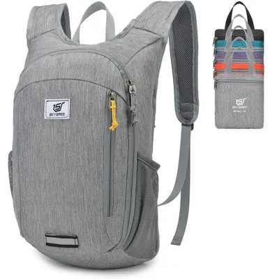 Produktbild von Faltbarer Rucksack Ultraleicht 15L Wasserfest Grau für Wandern Reisen Städtetrips