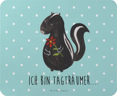 Produktbild von Mr. & Mrs. Panda Mauspad Stinktier Blume - Türkis Pastell - Geschenk, Wildtier, Raubtier, Dreams, computer, Mousepad, laptop, Träume, Skunk, computermatte, Mouse Pad