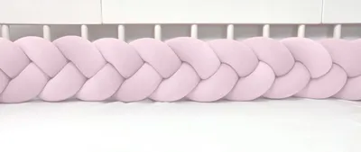 Produktbild von Bettschlange geflochten Velours 400 cm – Hellrosa | Bettumrandung Babybett Nestchen | Letino
