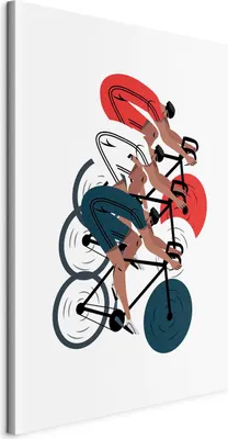 Produktbild von Vliesstoff Leinwandbild - Cycling Race. Competitors on a Light Background - Illustration 80x120 cm Abstrakt i-B-10053-b-a