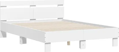 Produktbild von Bettgestell mit Kopfteil Weiß 120x190 cm Holzwerkstoff