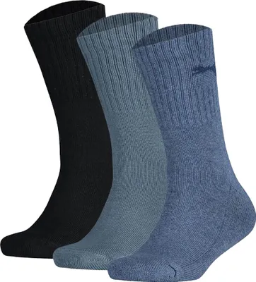 Produktbild von PUMA Kinder Socken, 3er Pack - Sport Junior, Frottee-Sohle, Rippbündchen, Logo Denim 35-38
