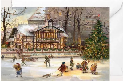 Produktbild von Weihnachtsklappkarte Schwanenschlösschen Freiberg, Nostalgie, 11,5x17cm