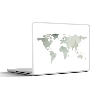 Produktbild von MuchoWow® Laptop Aufkleber Sticker Cover Weltkarte - Grün - Weiß 32.5x23.5 cm - Sticker für Laptop - Selbstklebend