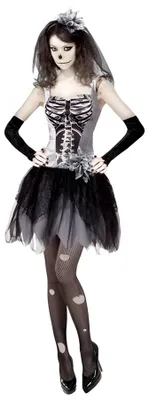 Obrázok produktu pre SKELEBRIDE (šaty, rukavice bez prstov, svadobný závoj) veľkosť S