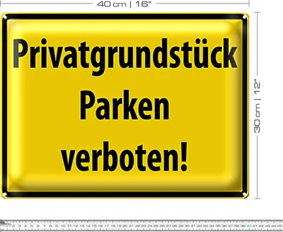 Produktbild von Blechschild Warnschild 40x30cm Privatgrundstück Parkverbot