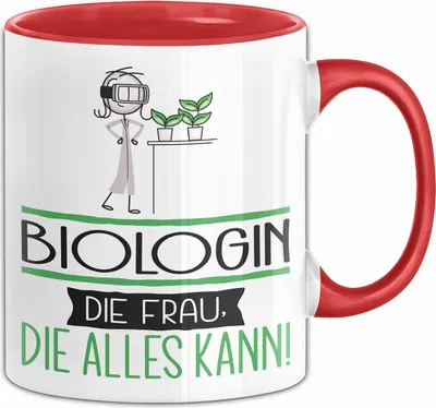 Produktbild von Biologin Geschenk Tasse Becher Die Frau Die Allen Kann Geschenkidee für eine Biologin Lustig (Rot)
