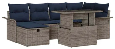 Produktbild von vidaXL Gartensofa-set 7 stk. Grau Poly-Rattan