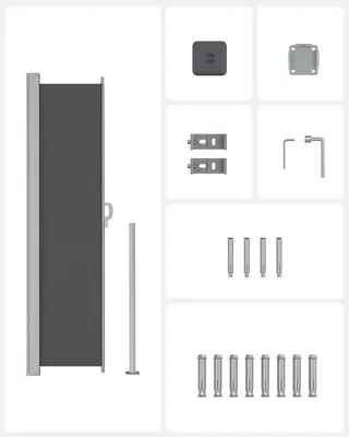 Produktbild von SONGMICS Seitenmarkise, ausziehbar, 160 x 450 cm, aus 220 g/m² Polyester, Sichtschutz, Sonnenschutz, blickdicht, Seitenrollo, für Balkon, Terrasse, Garten, anthrazit GSA569G01