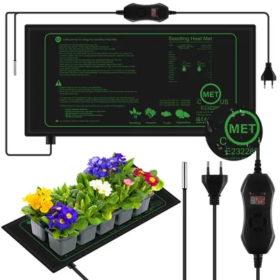 Image de Tapis chauffant pour plantes - Tapis de germination - 52,5 x 25 cm - 50 W - Réglable de 20 à 45 degrés