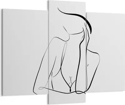 Produktbild von Bild auf Leinwand - Leinwandbild - 3 Teile - Frau Linien Minimalismus - 130x100cm - Wand Bild - Wanddeko - Wandbilder - Leinwanddruck - Bilder - Wanddekoration - Leinwand bilder - CB130x100-4488