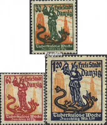 Produktbild von Briefmarken Danzig 1921 Mi 90-92 (kompl.Ausg.) mit Durchstich, Zähnung evtl. fehlerhaft postfrisch Tuberkolose