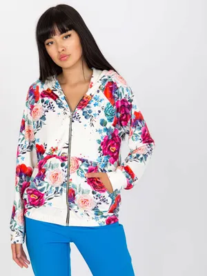 Produktbild von Rue Paris Sweatshirt mit Reißverschluss für Frauen Lauramurs weiß Rot S/M